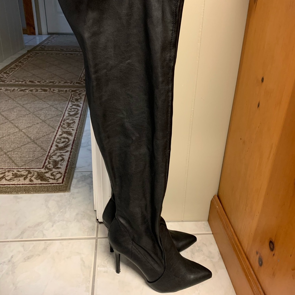 Fashion Nova thigh high leather boots